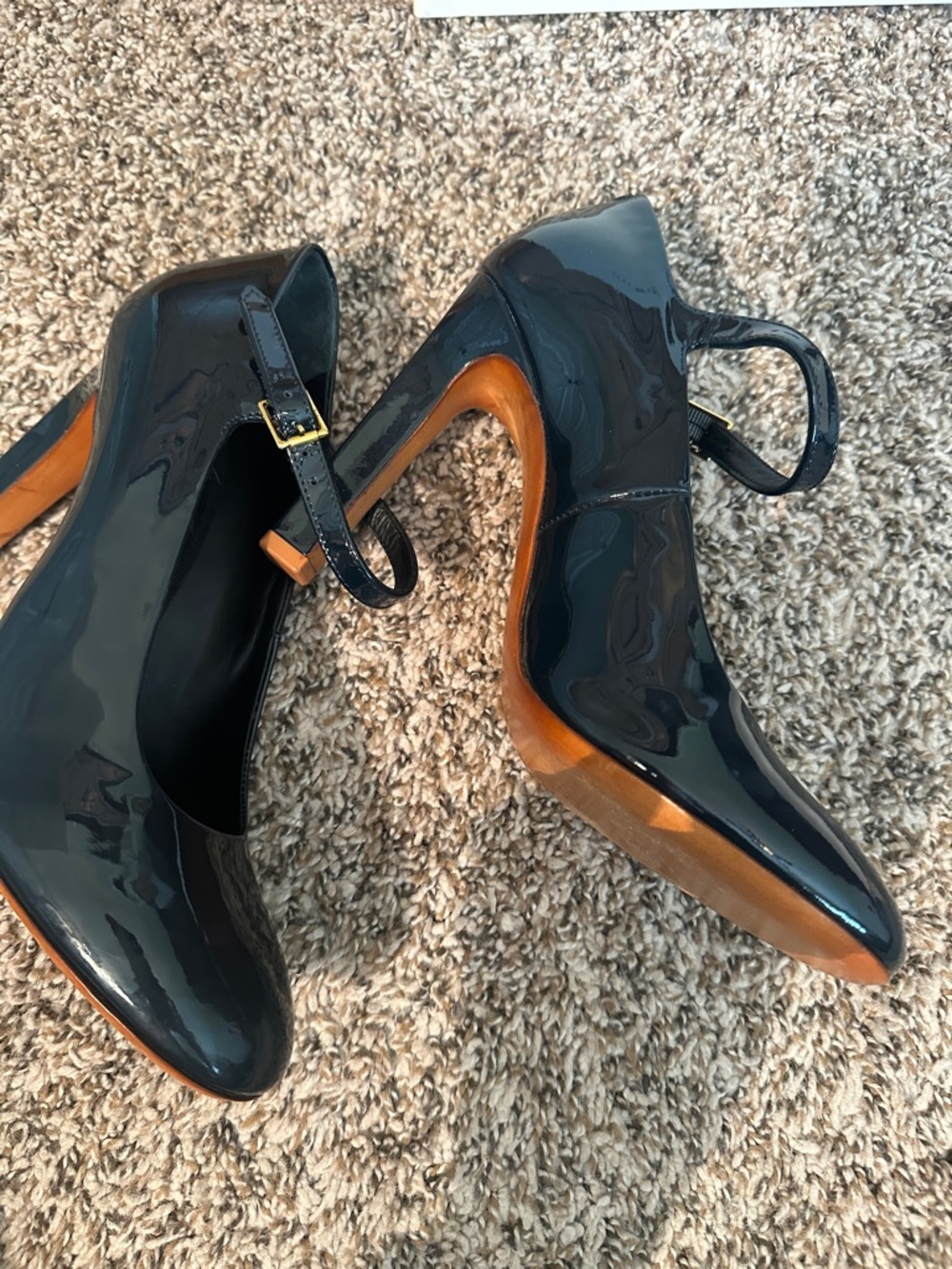 Celine Navy Patent Mary Jane Heels with box and dust bags  Size 37 - Picture 5 of 15